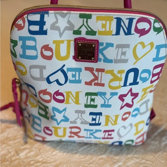Dooney & Bourke Rainbow Letter Logo Print Backpack - Picture 2 of 8